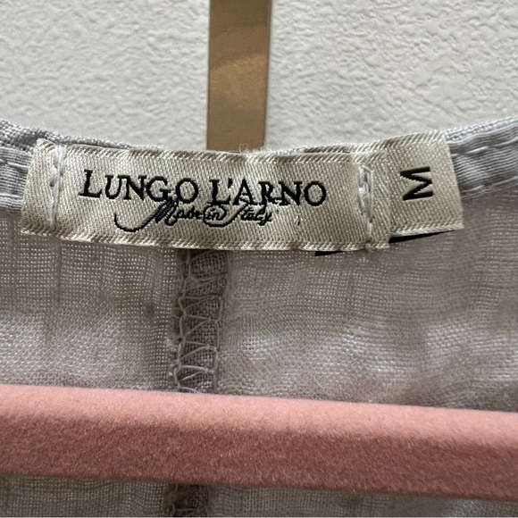 Lungo L’arno Made in Italy 100% Linen Light Gray Tunic Top Medium - Picture 2 of 5